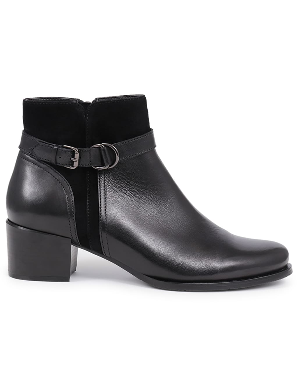 Leather Buckle Block Heel Ankle Boots 2 of 7