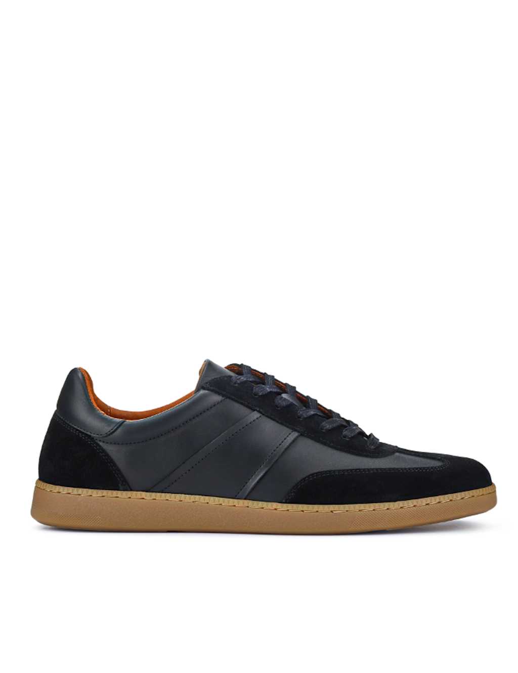 Leather Mixed Texture Lace Up Trainers 2 of 7