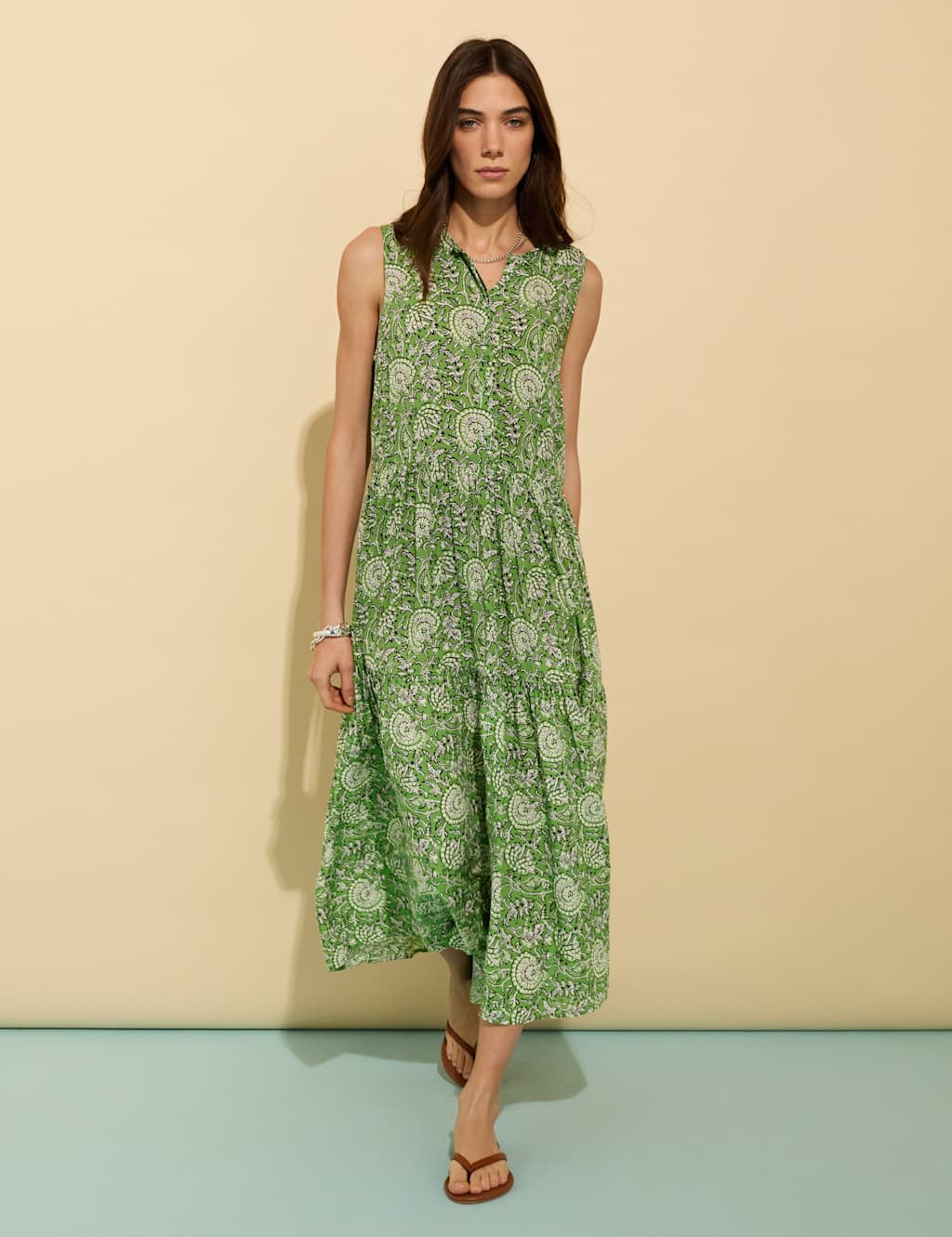 Floral Notch Neck Midi Skater Dress 4 of 4