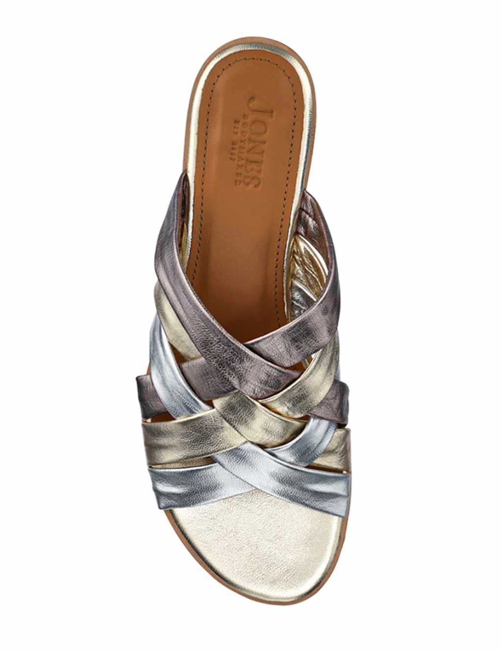 Leather Metallic Crossover Strap Mules 3 of 8
