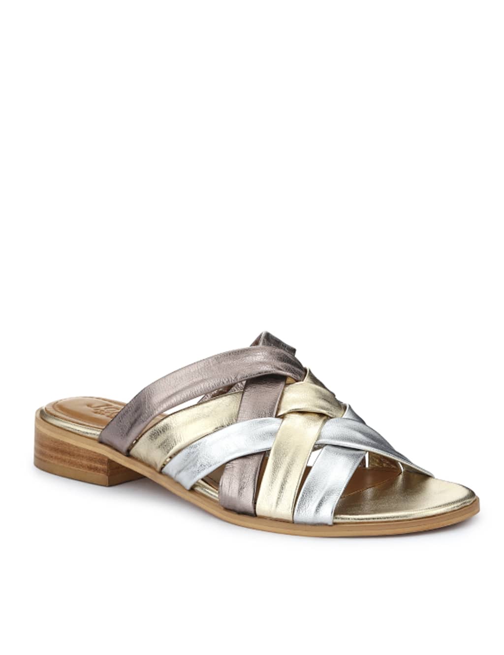 Leather Metallic Crossover Strap Mules 5 of 8