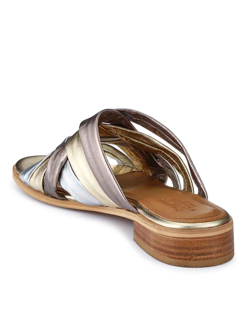 Leather Metallic Crossover Strap Mules 6 of 8