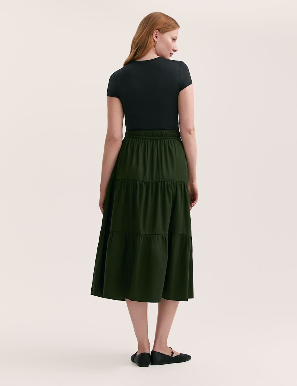 Pure Cotton Midi Tiered Skirt 3 of 4