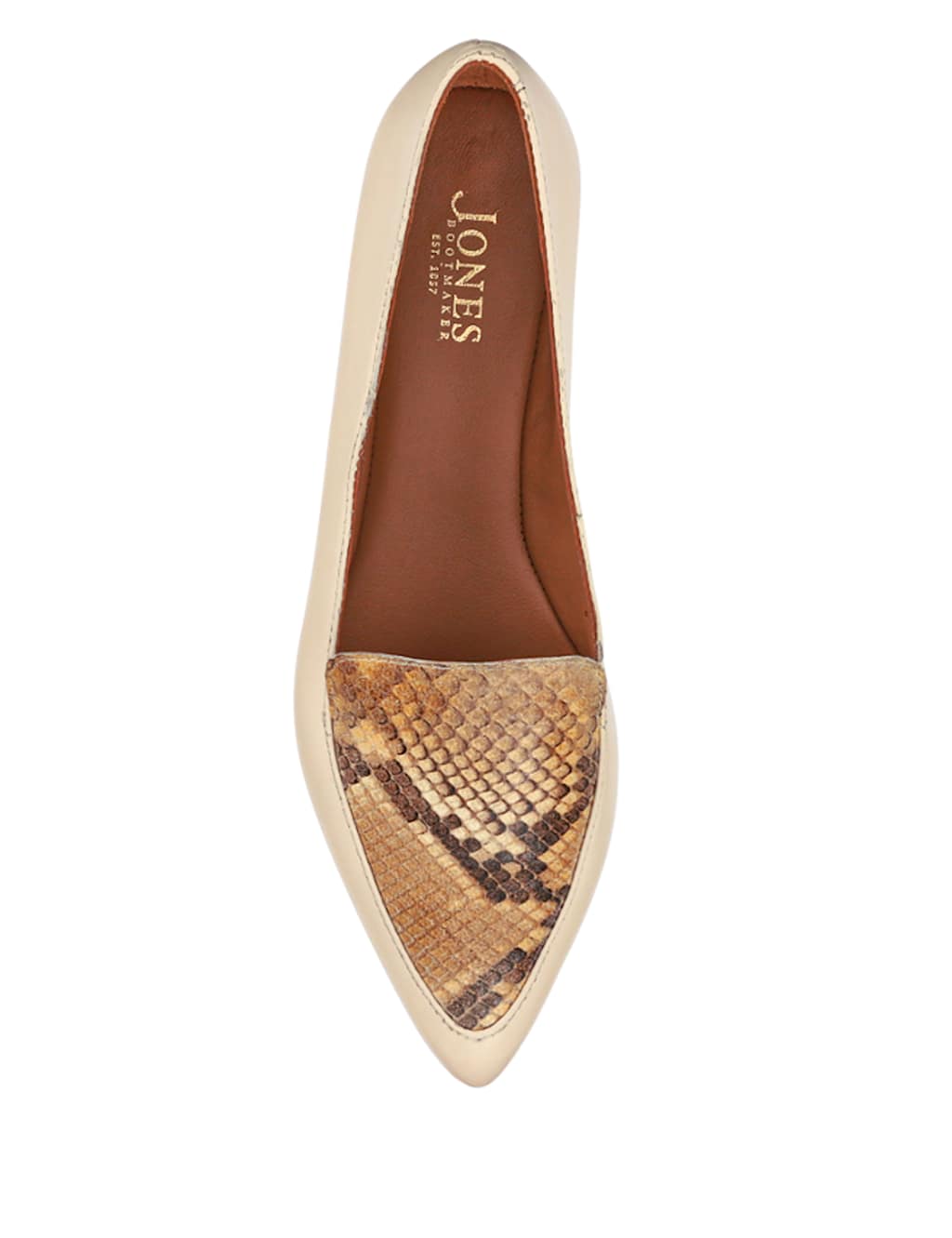 Wide Fit Leather Snake Print Flat Pointed Pumps 4 of 7