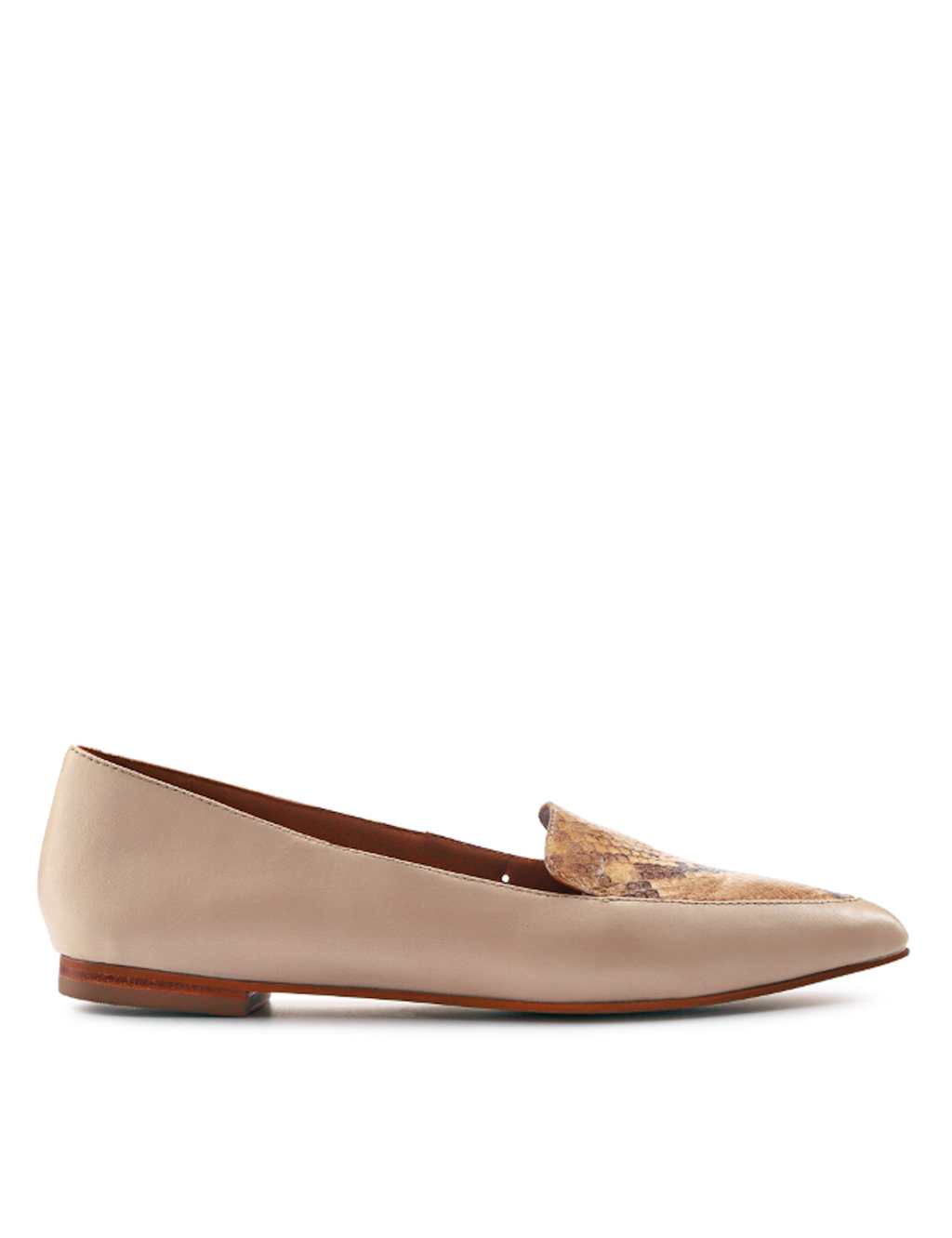 Wide Fit Leather Snake Print Flat Pointed Pumps 2 of 7