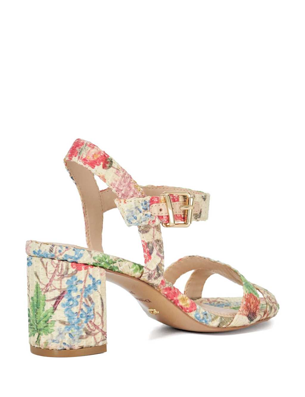 Wide Fit Floral Block Heel Round Toe Sandals 5 of 6