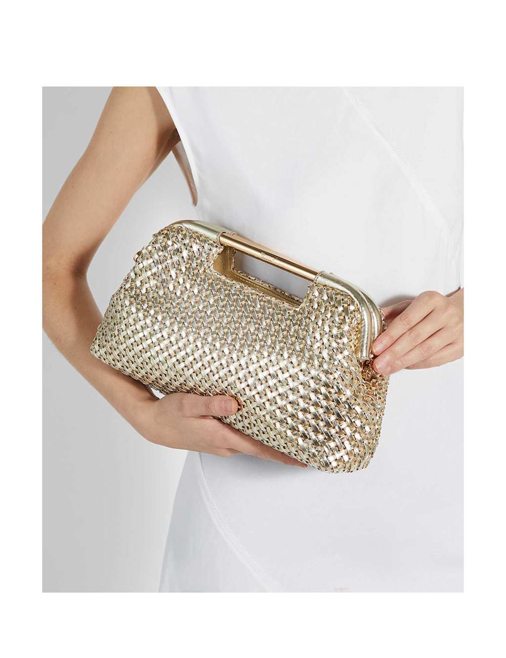 Woven Diamante Chain Strap Clutch Bag 2 of 6