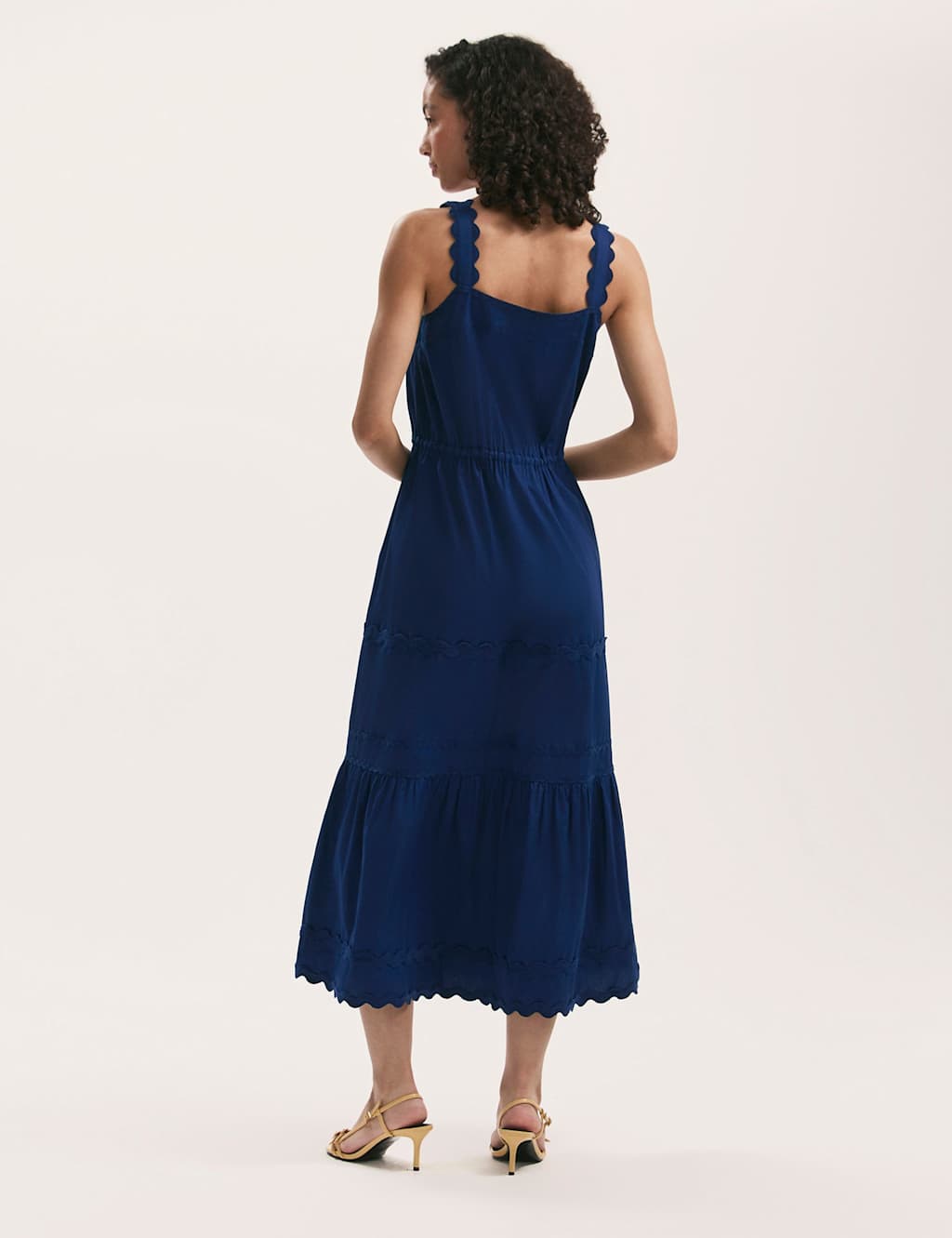 Pure Cotton Square Neck Midi Tiered Dress 2 of 3