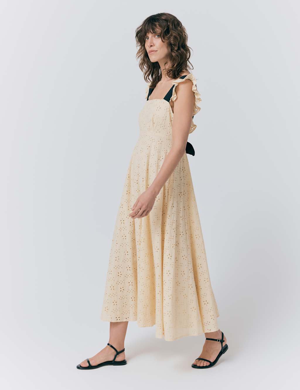 Pure Cotton Broderie Midaxi Skater Dress 3 of 5