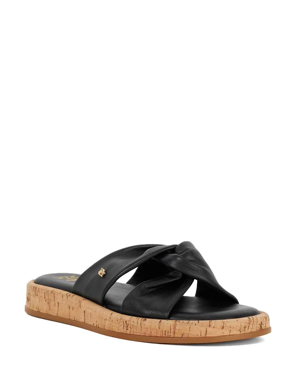 Leather Cork Cross Strap Flat Sandals 4 of 5