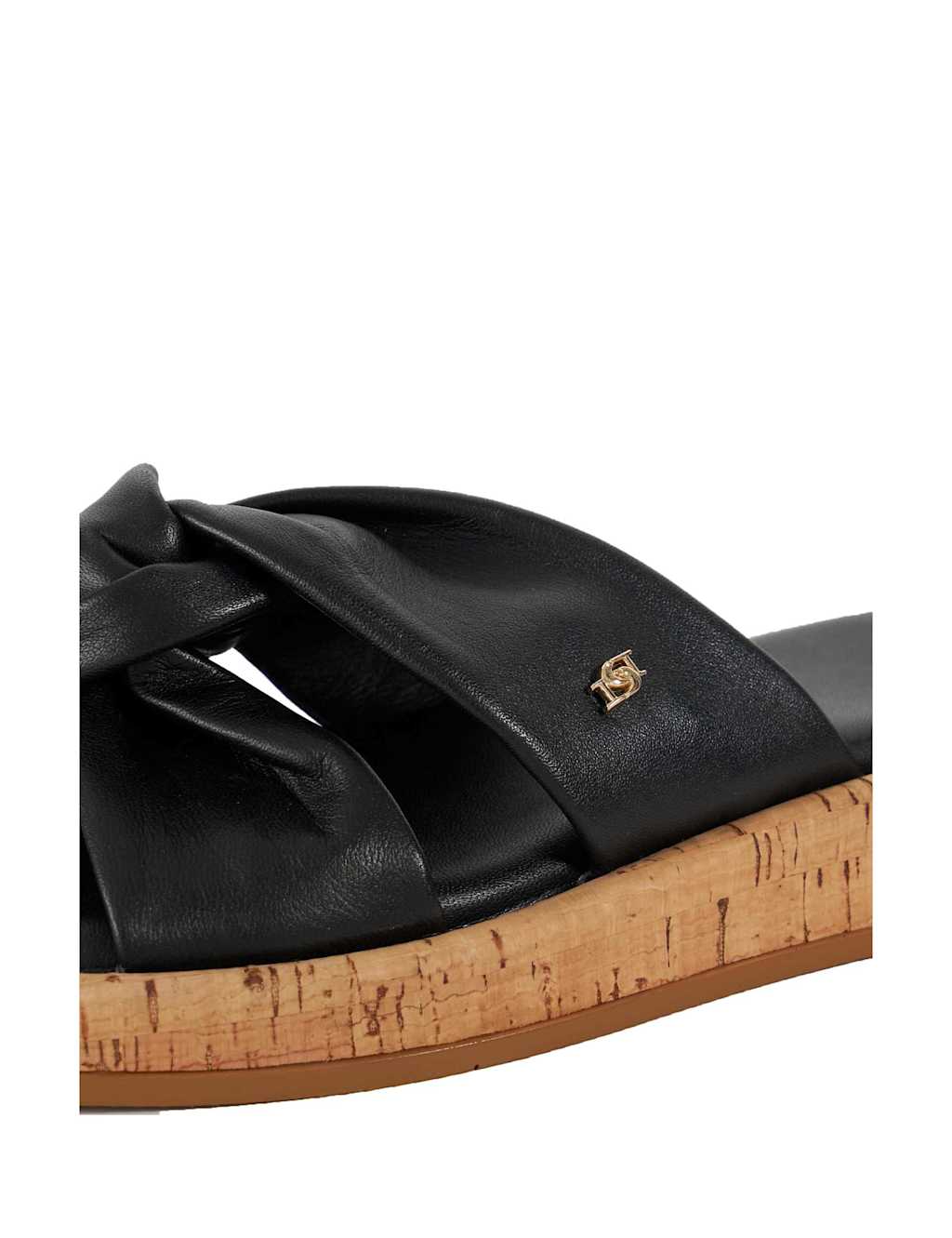 Leather Cork Cross Strap Flat Sandals 5 of 5