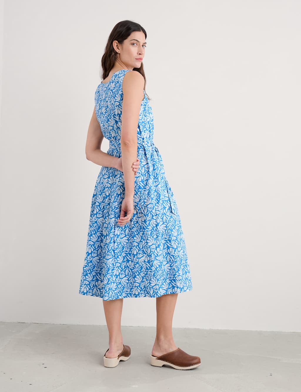 Pure Cotton Floral Midi Waisted Dress 3 of 4