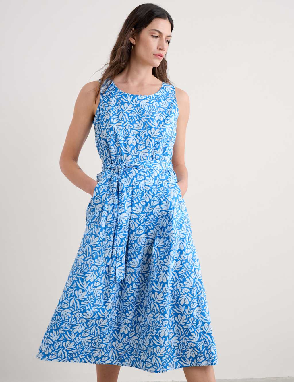 Pure Cotton Floral Midi Waisted Dress 4 of 4