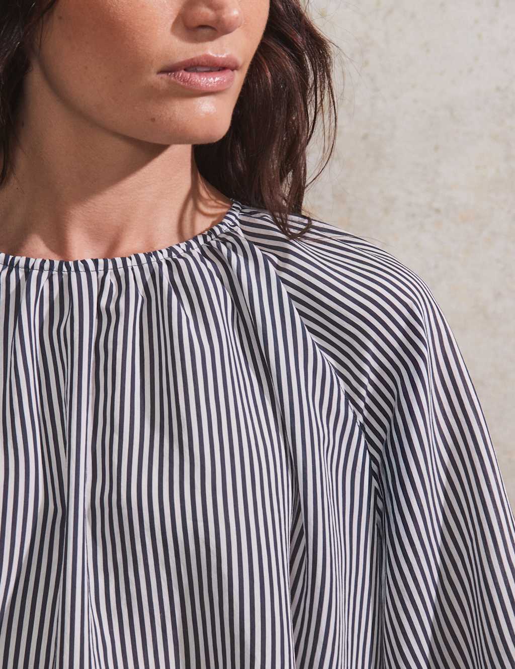 Striped Crew Neck Relaxed Blouse 3 of 5