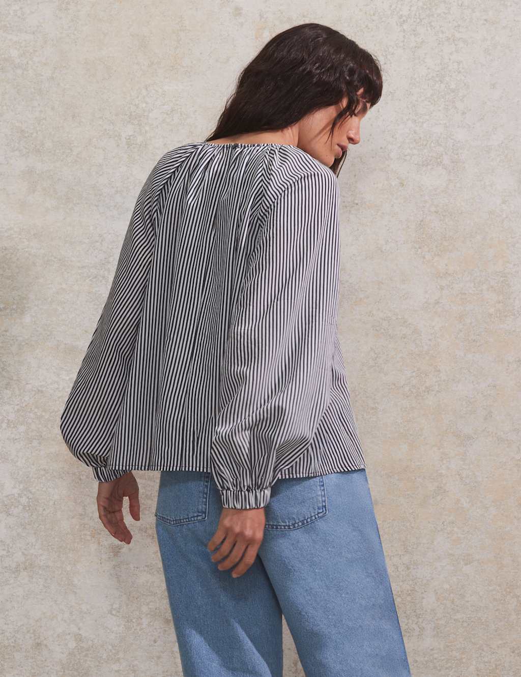 Striped Crew Neck Relaxed Blouse 5 of 5