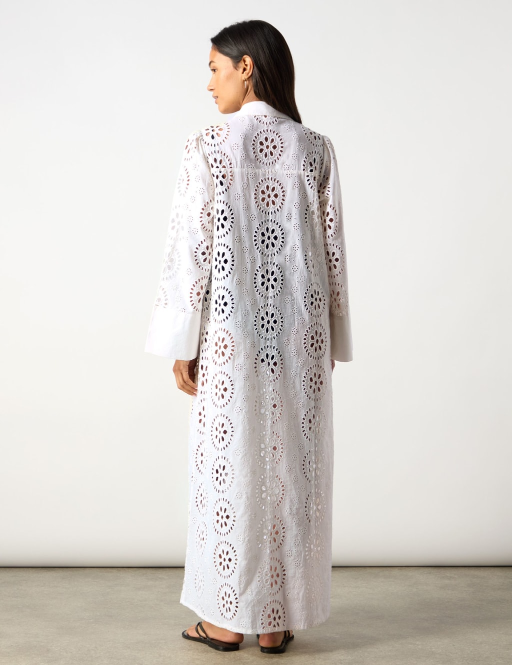 Pure Cotton Broderie Maxi Shirt Dress 5 of 10