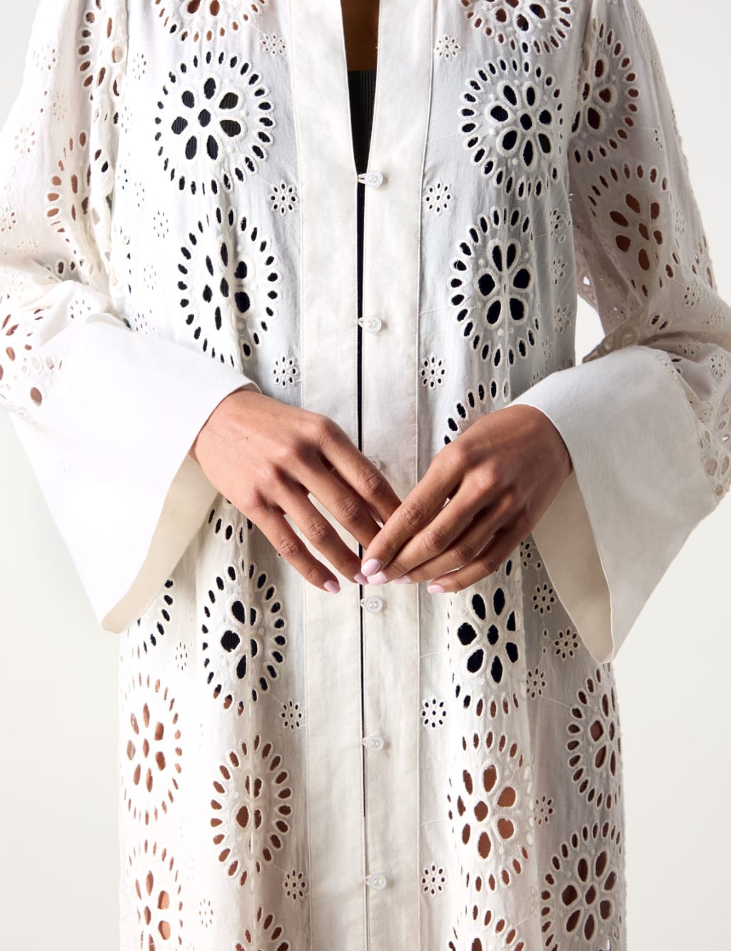 Pure Cotton Broderie Maxi Shirt Dress 8 of 10