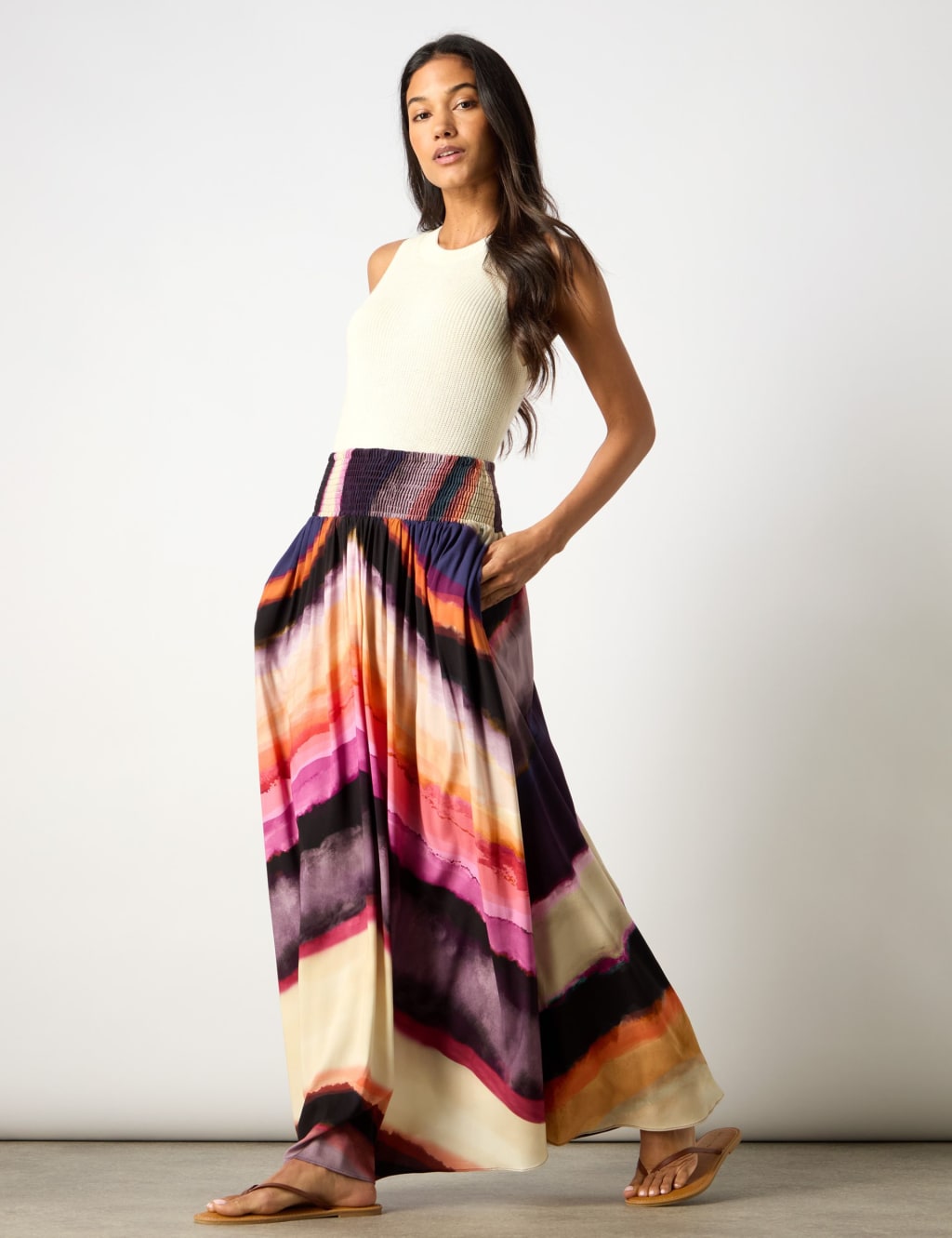 Chevron Printed Maxi A-Line Skirt 3 of 7