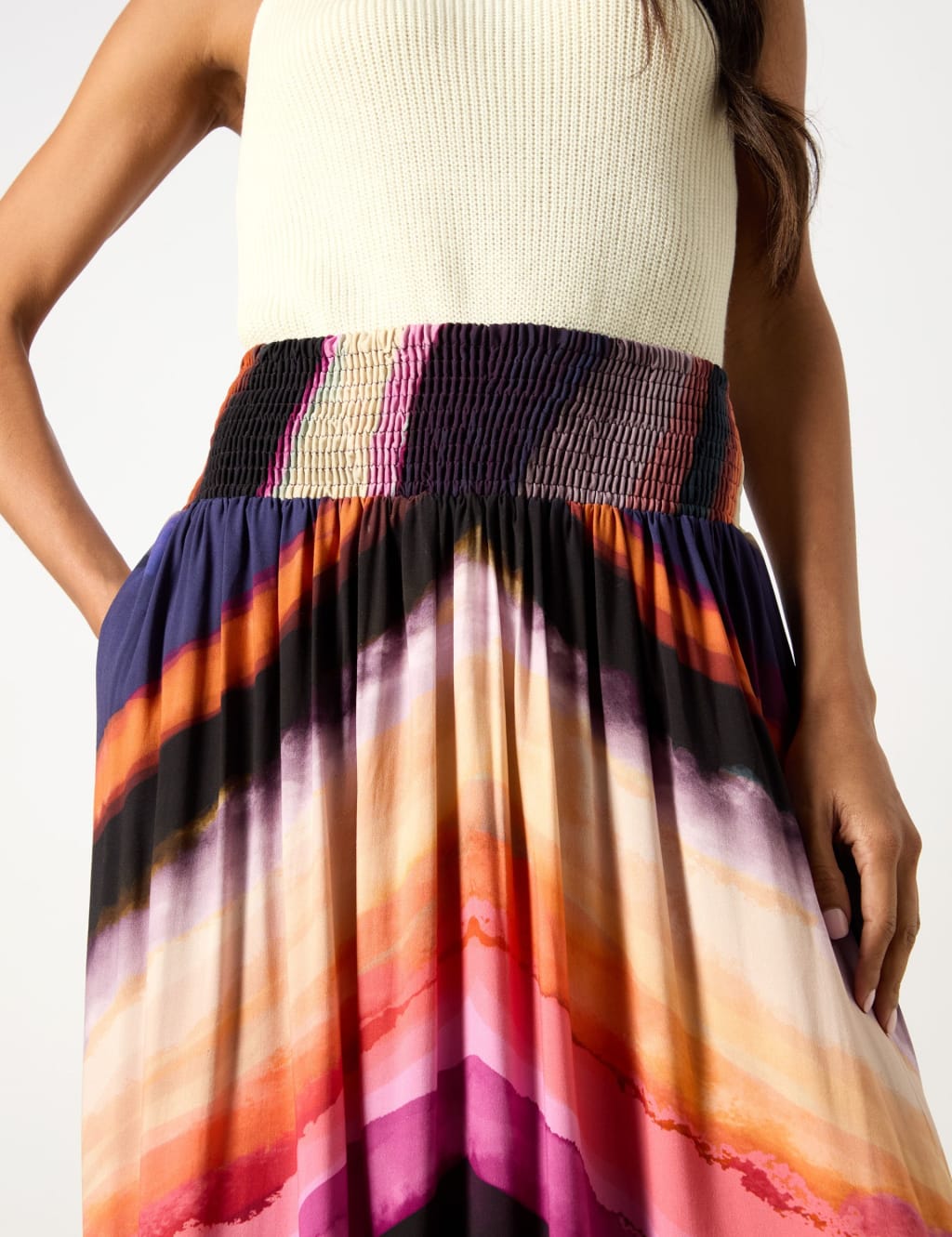 Chevron Printed Maxi A-Line Skirt 5 of 7