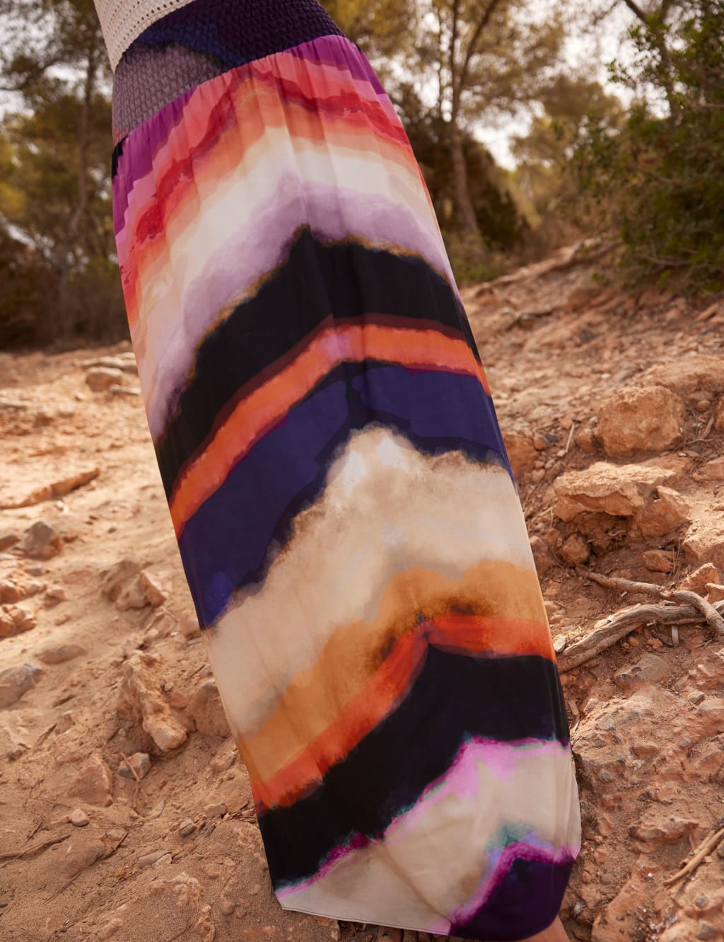Chevron Printed Maxi A-Line Skirt 7 of 7