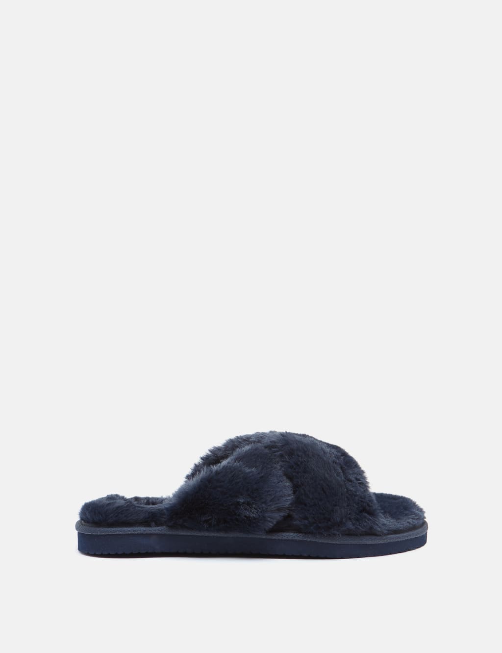 Faux Fur Crossover Open Toe Slippers 3 of 4