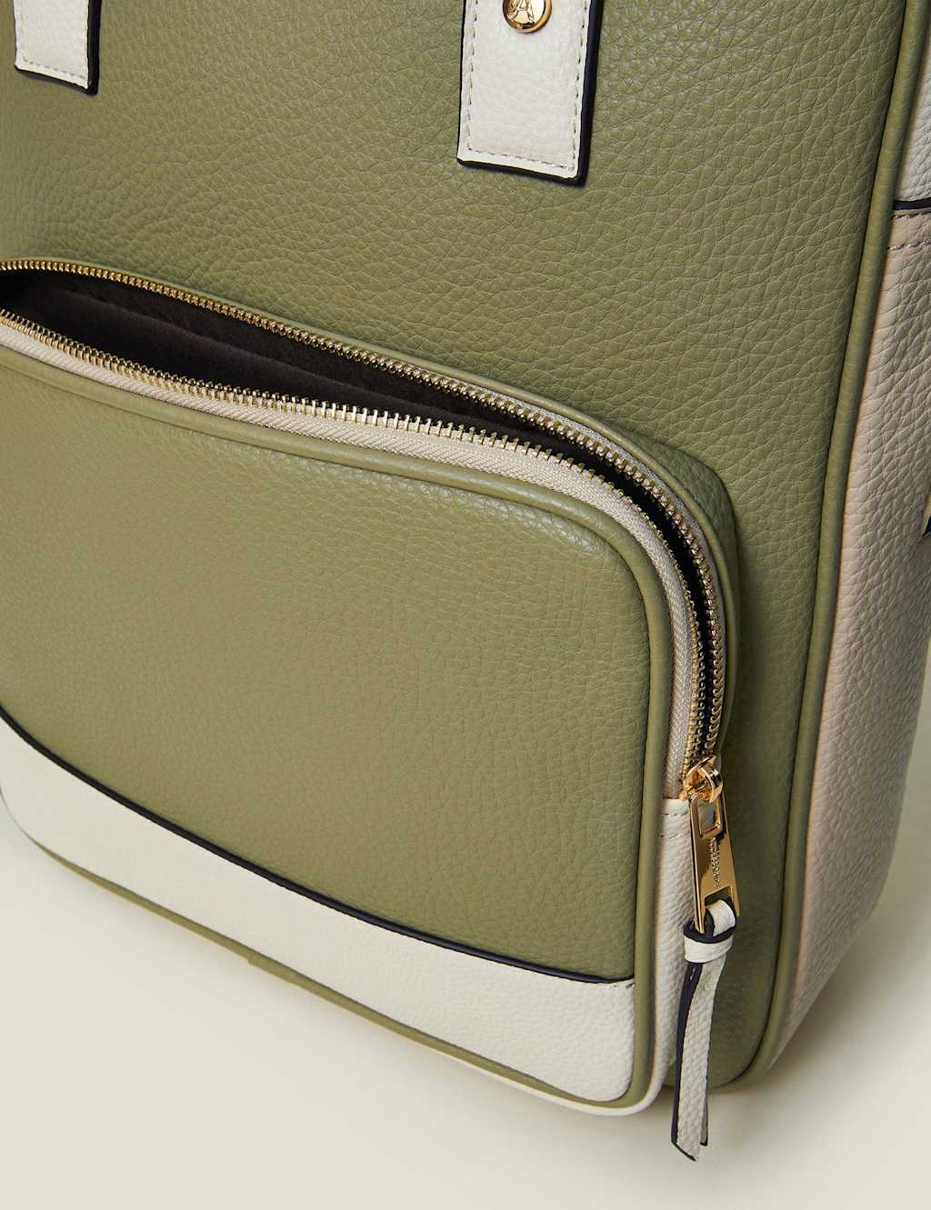 Faux Leather Colour Block Top Handle Backpack 3 of 5