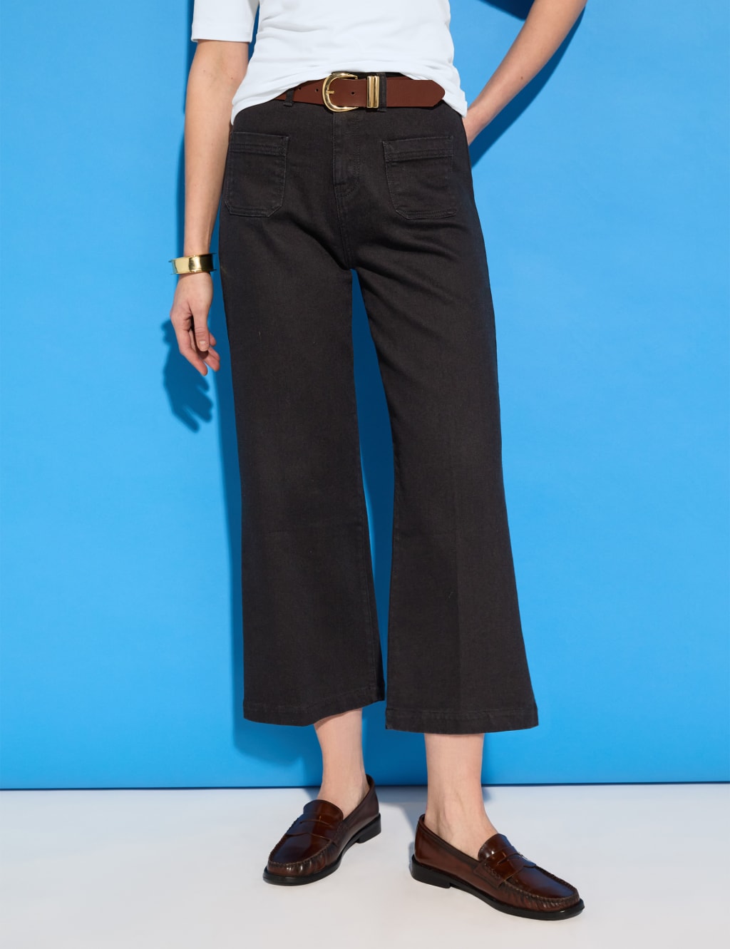 High Waisted Wide Leg Cropped Jeans 2 of 7