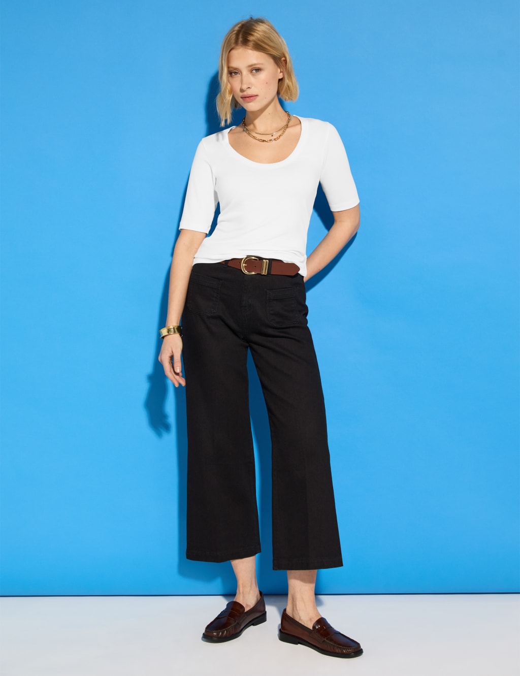 High Waisted Wide Leg Cropped Jeans 5 of 7