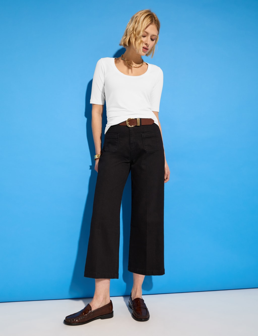 High Waisted Wide Leg Cropped Jeans 6 of 7