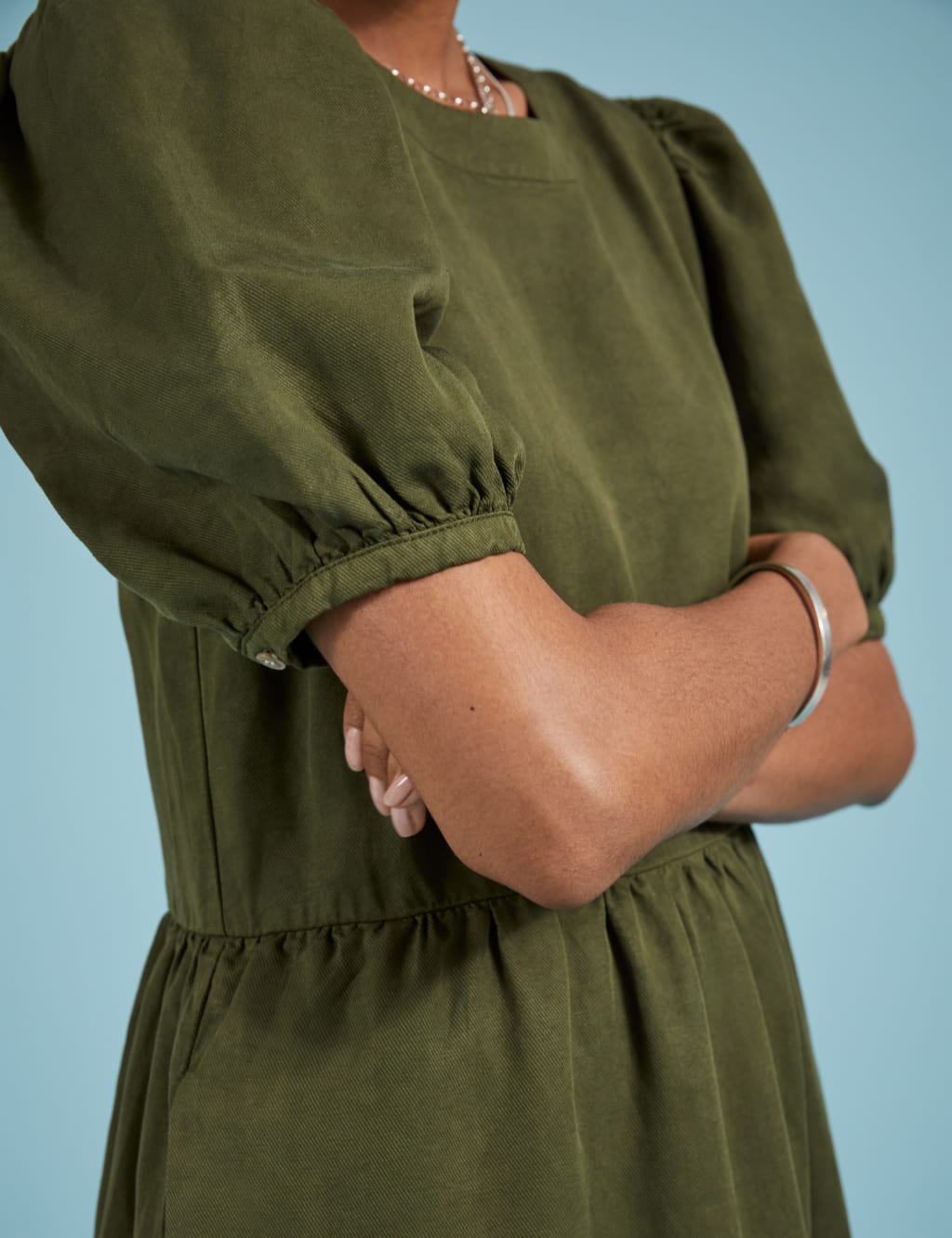 Lyocell Rich Crew Neck Midi Tiered Dress 5 of 5