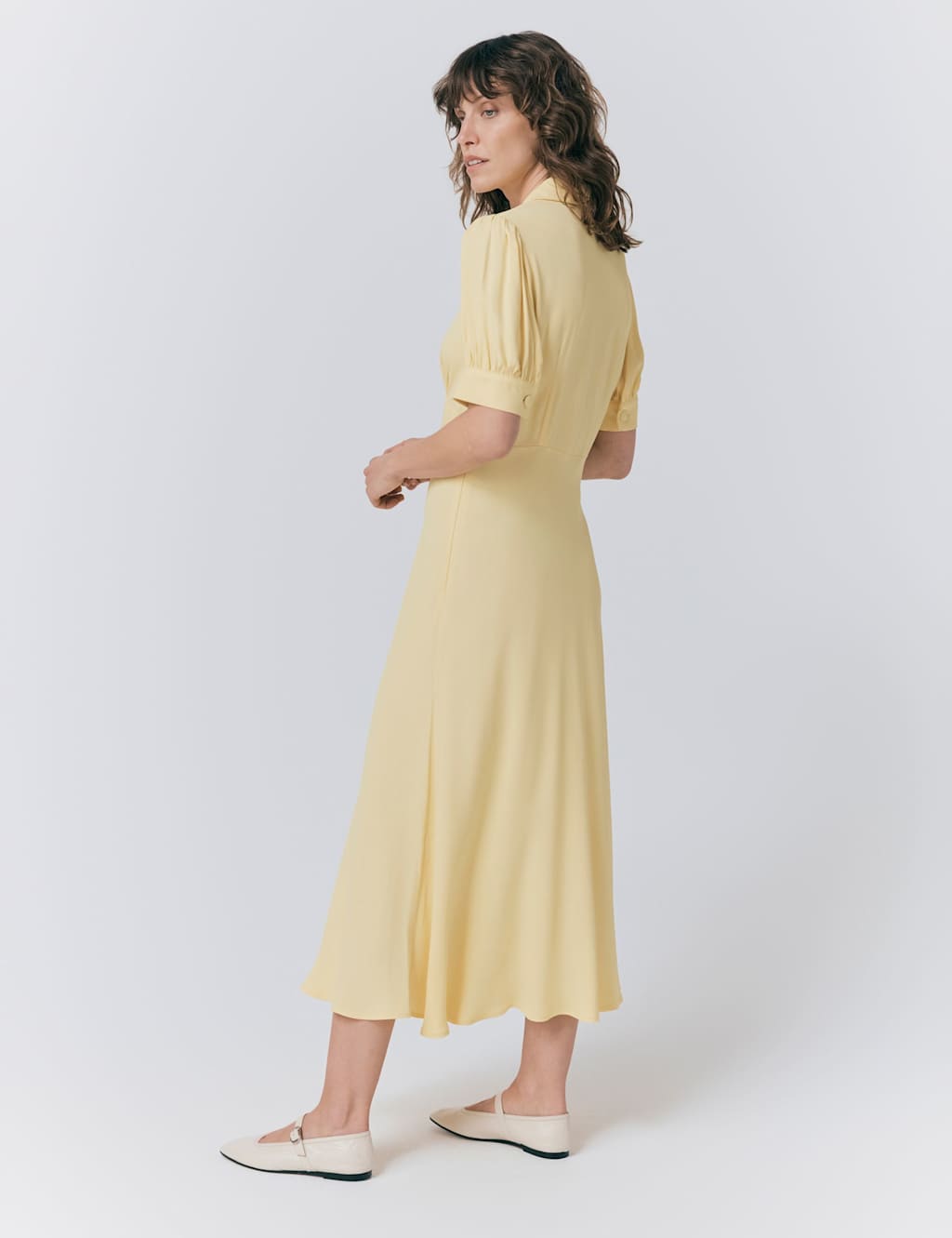 Satin Collared Midi Tea Dress 3 of 4