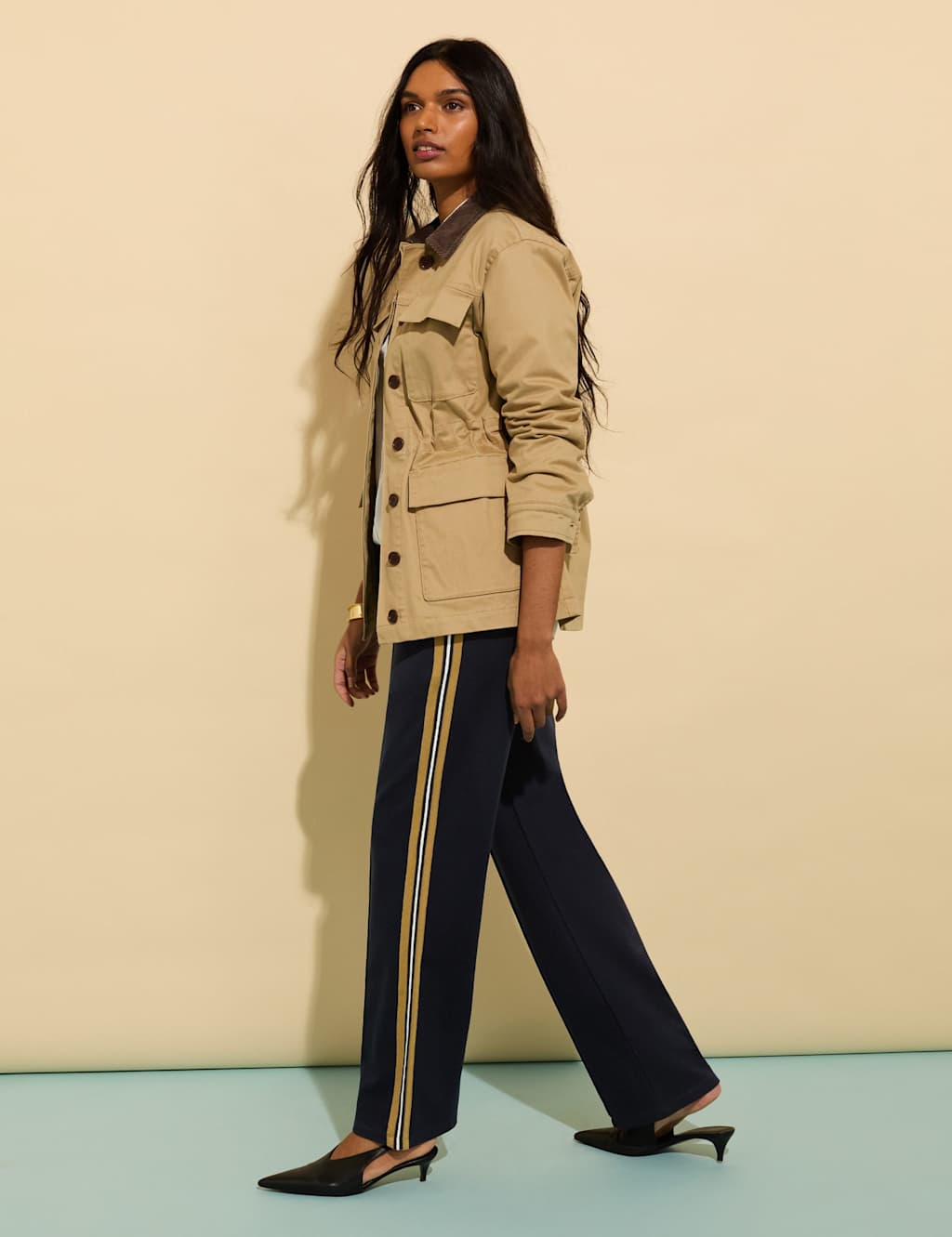 Ponte Side Stripe Wide Leg Trousers 3 of 5