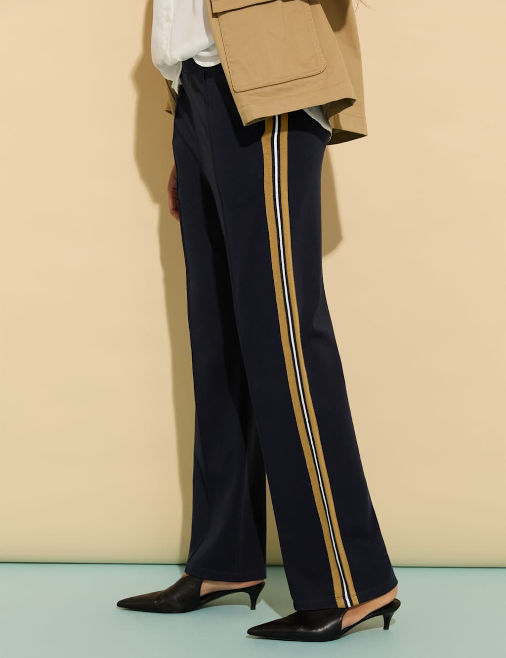 Ponte Side Stripe Wide Leg Trousers 4 of 5