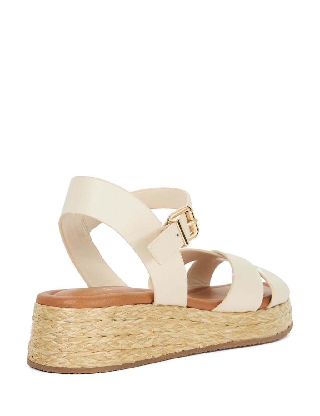 Leather Raffia Flatform Sandals 4 of 6