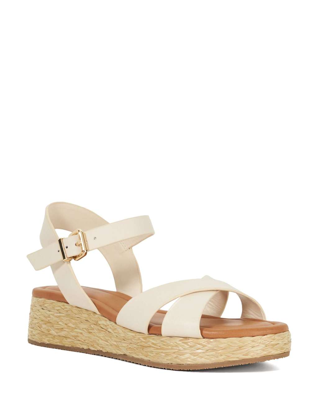 Leather Raffia Flatform Sandals 5 of 6