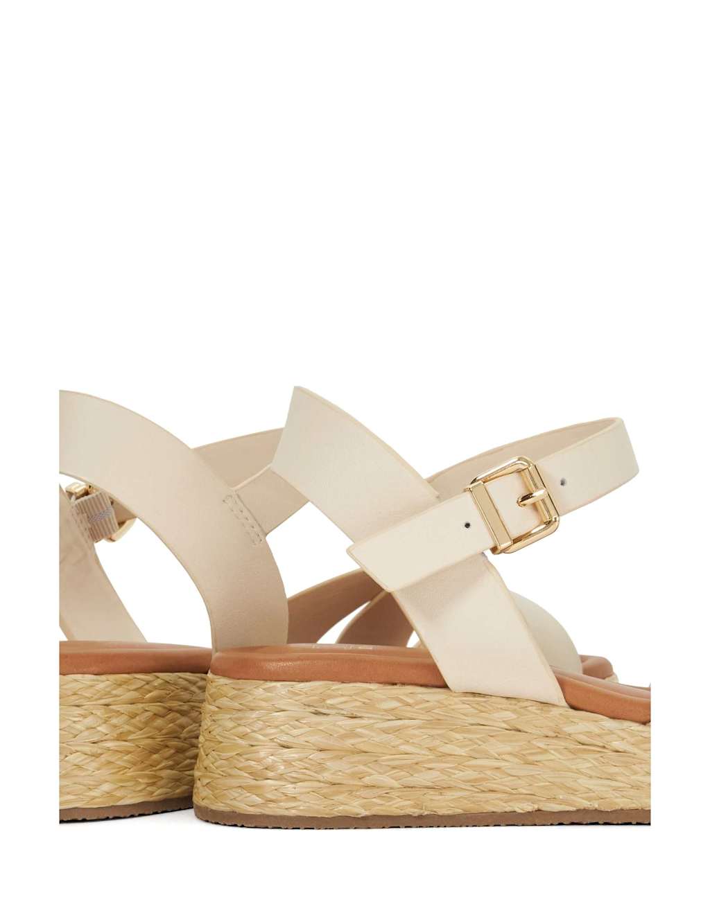 Leather Raffia Flatform Sandals 6 of 6
