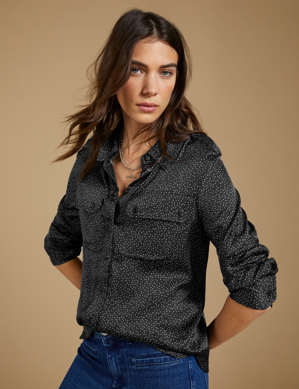 Satin Polka Dot Button Through Shirt BAUKJEN M S