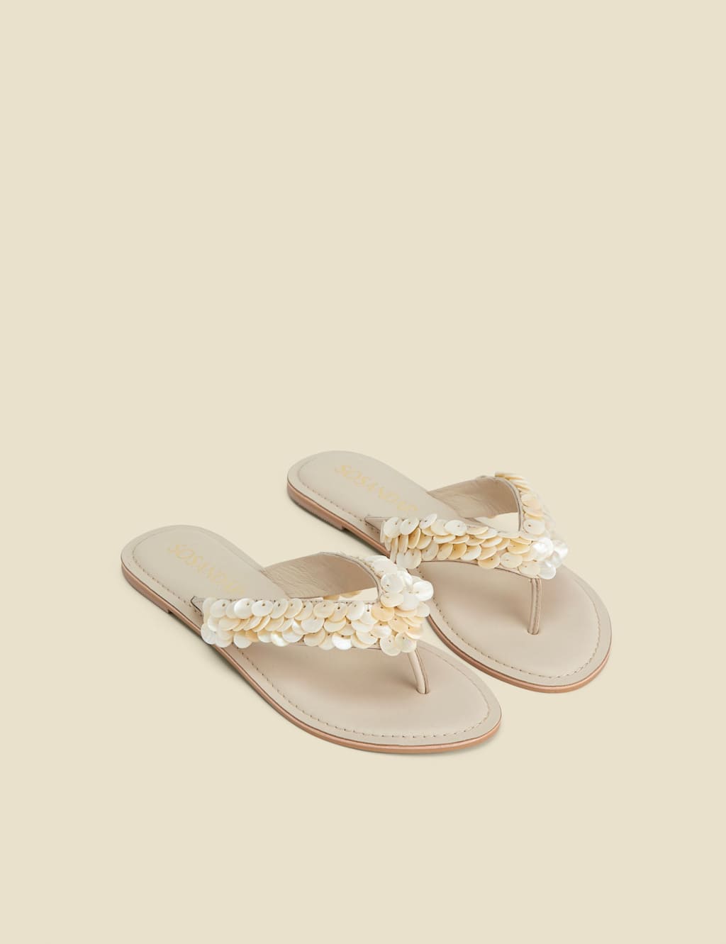 Leather Shell Flat Flip Flops 2 of 4