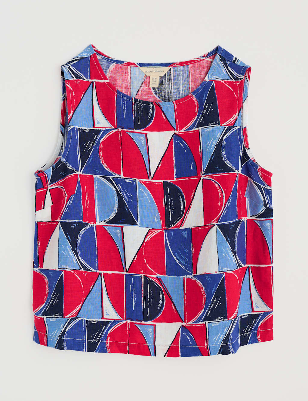 Pure Linen Geometric Relaxed Vest Top 2 of 4