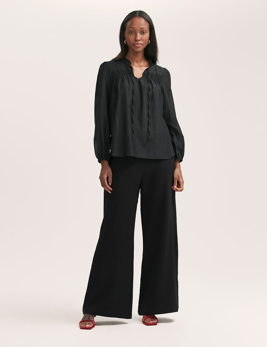 Crepe Tie Neck Blouse 2 of 4
