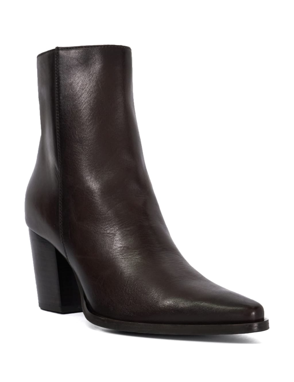 Leather Block Heel Pointed Ankle Boots 3 of 4