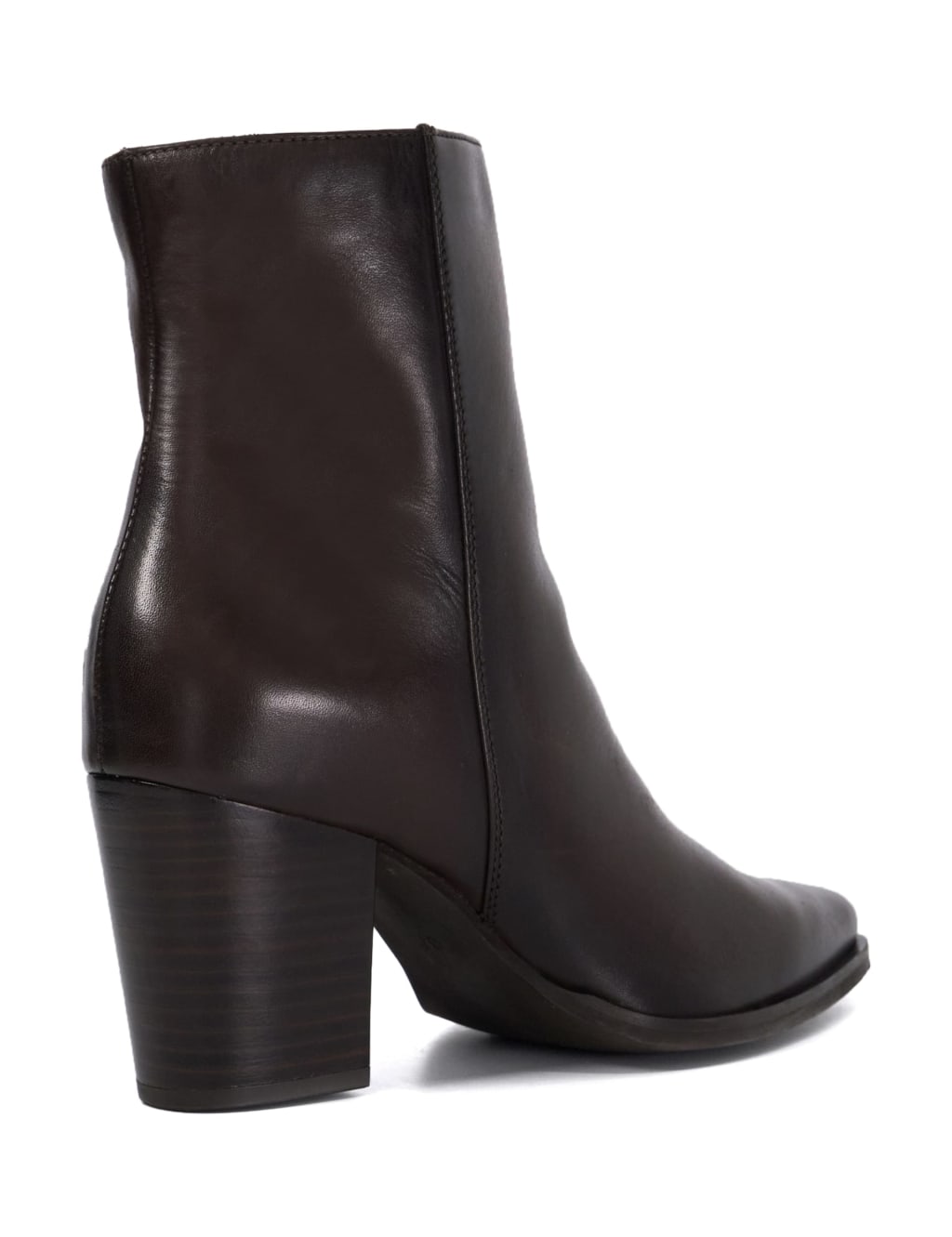 Leather Block Heel Pointed Ankle Boots 4 of 4