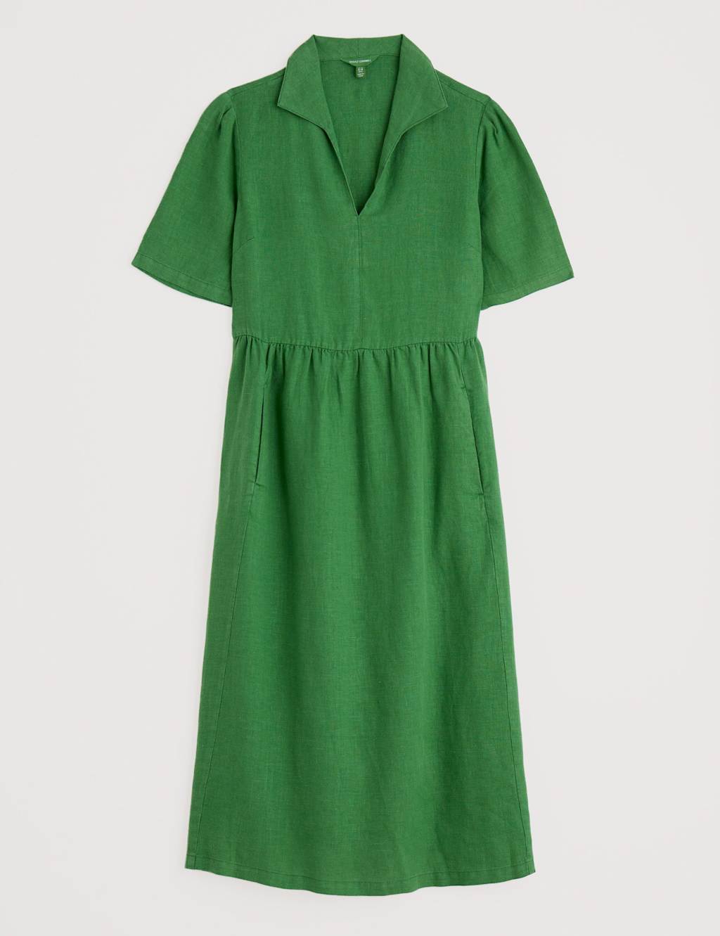 Pure Linen Collared Midi Waisted Dress 2 of 5
