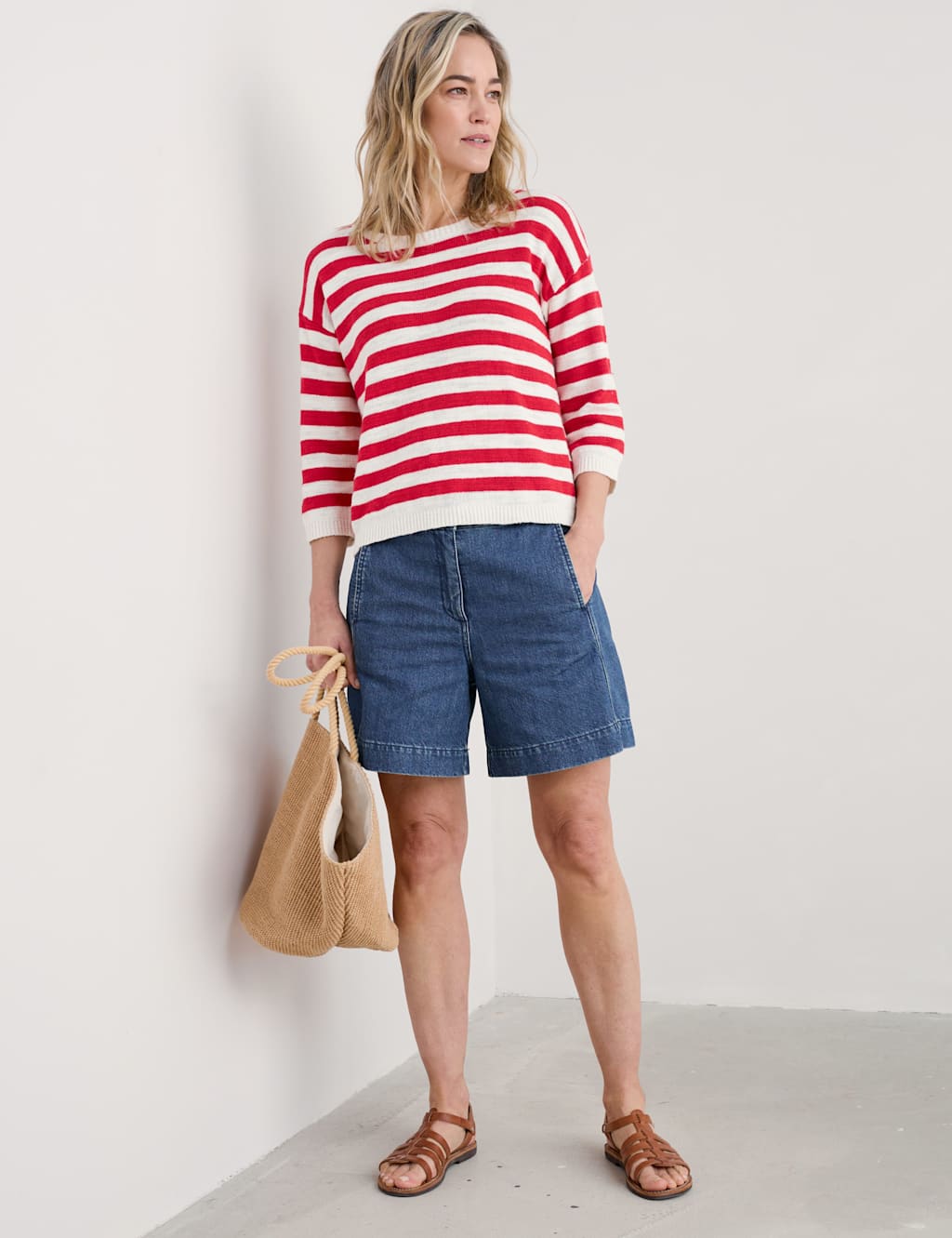 Cotton Rich Striped Jumper with Linen 3 of 5