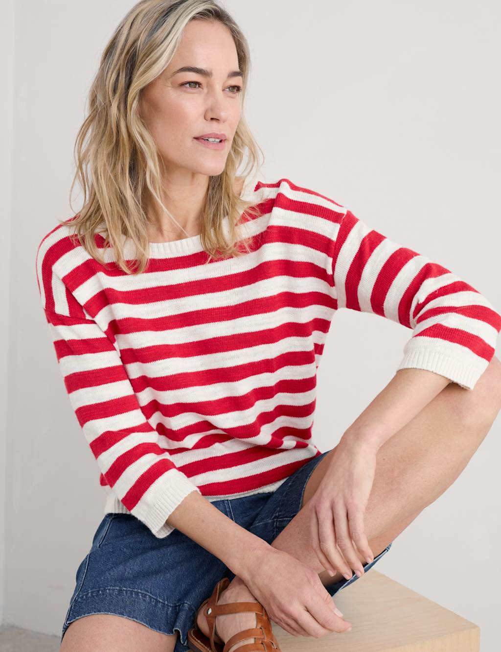 Cotton Rich Striped Jumper with Linen 4 of 5
