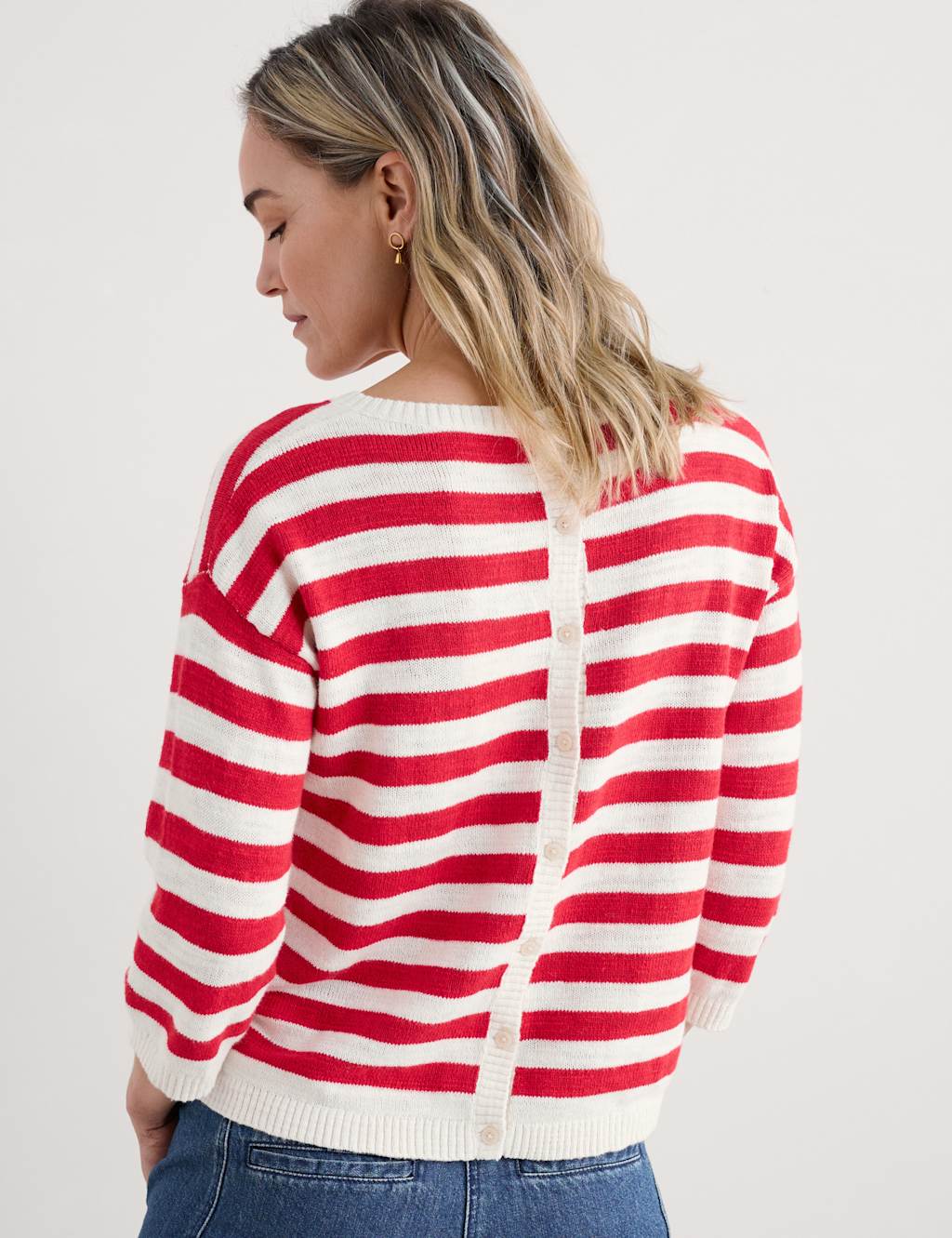 Cotton Rich Striped Jumper with Linen 5 of 5