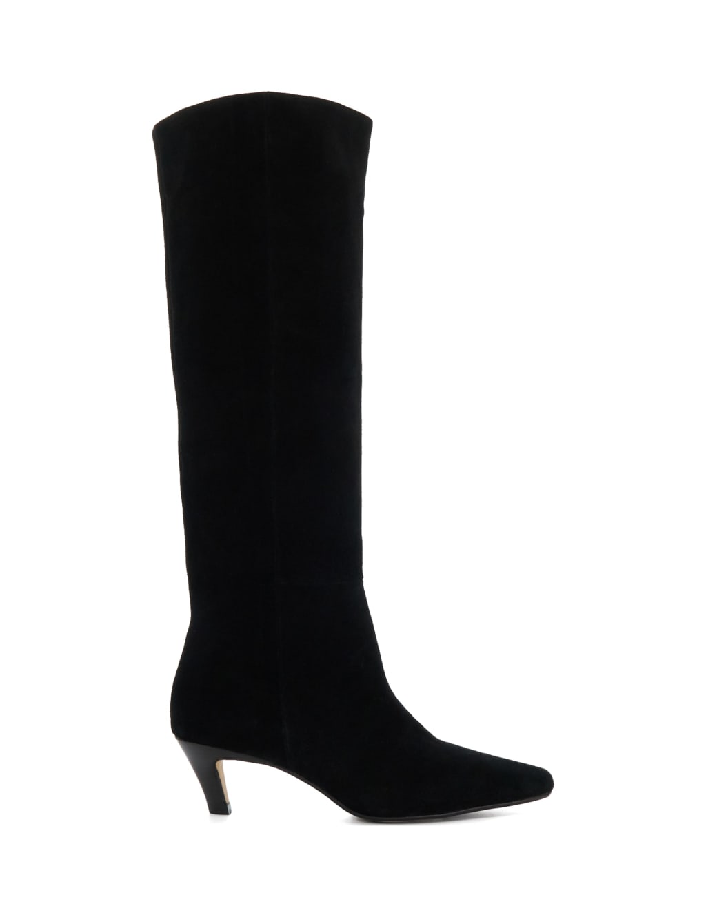 Black suede kitten heel knee high boots discount