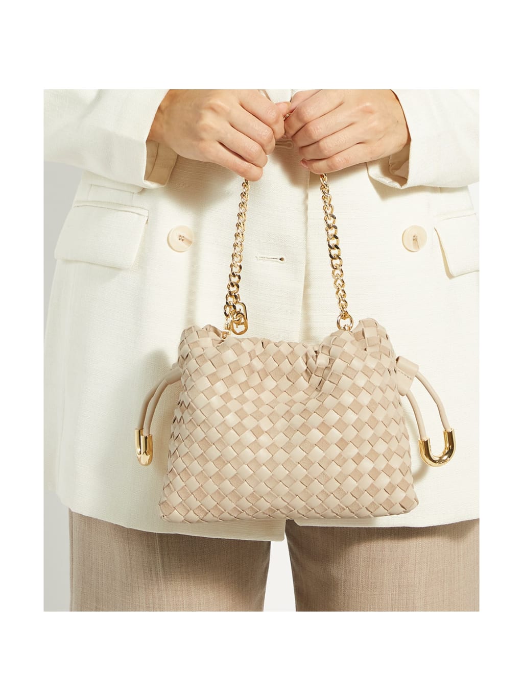 Drawstring Bag Matlasse 2WAY Chain Bag Beige/Silver Metal Fittings Calf  CHANEL Ladies [Used]: Brand Bag|WATCHNIAN(WATCHNIAN) Official Online Store  / Old Ippuukishi