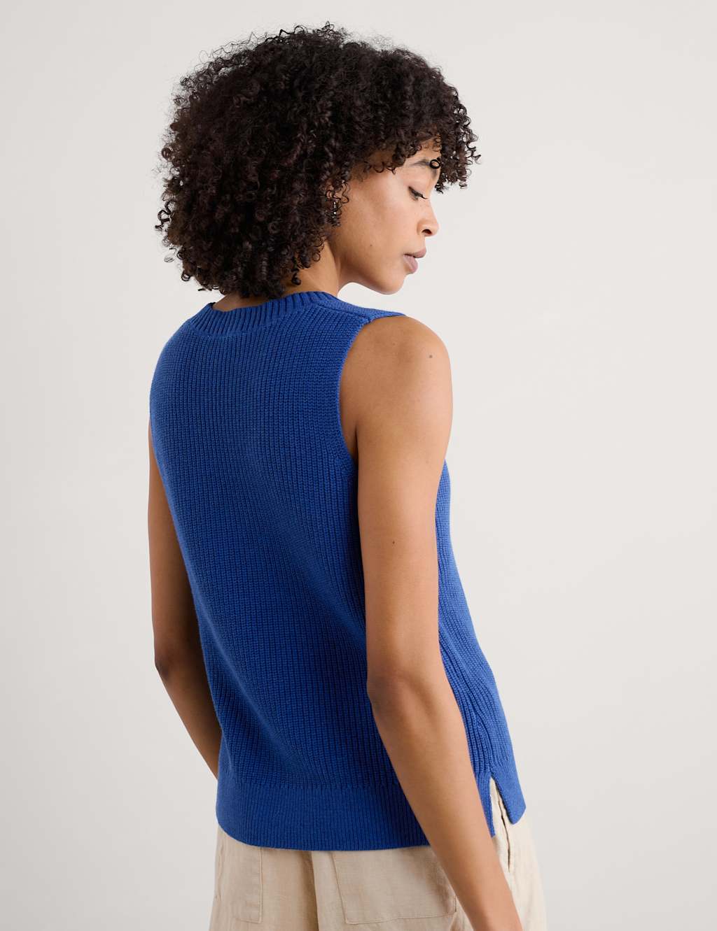 Pure Cotton Textured V-Neck Knitted Vest 3 of 4