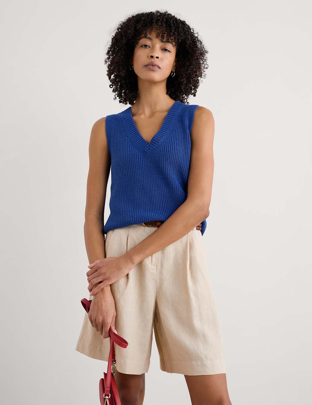 Pure Cotton Textured V-Neck Knitted Vest 4 of 4